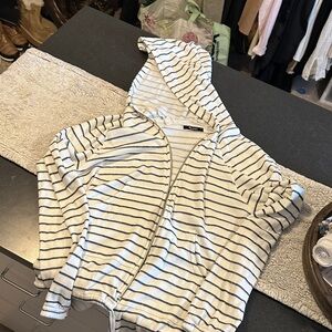 Michael Lauren White and Black Striped Hoodie